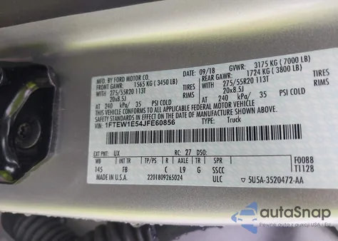 2018 Ford F-150 Xlt z USA, uszkodzony, nr VIN 1FTEW1E54JFE60856